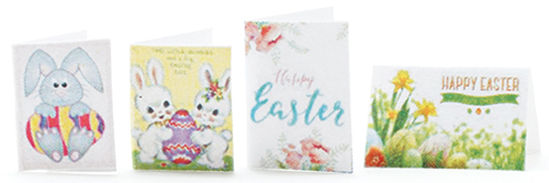 Dollhouse miniature EASTER CARD SET, 4PC